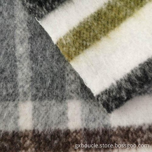Woolen Boucle Plaid design with long brushed fabrics